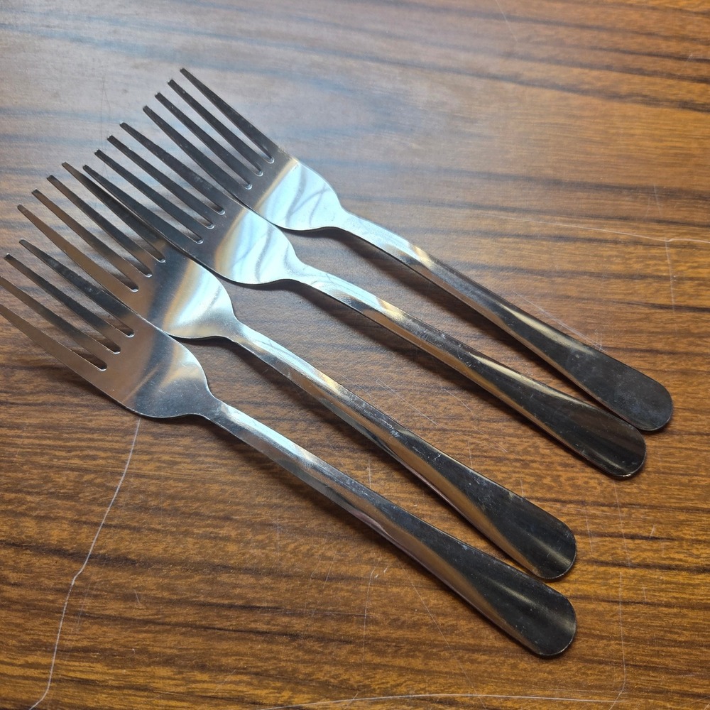 Gibson Stainless Steel Dinner Forks Set of 4 Teardrop Handle Flatware Silver